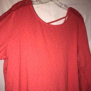 Coral cris cross quarter length blouse
